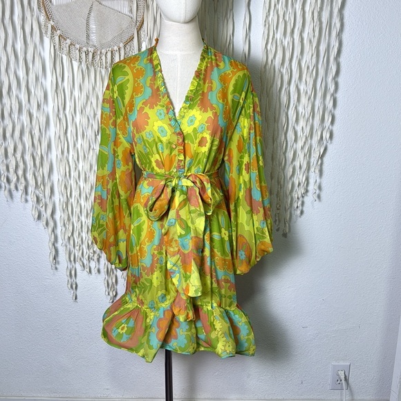 Alexis Analia Silk Retro Mini Dress Size Small - Picture 9 of 12
